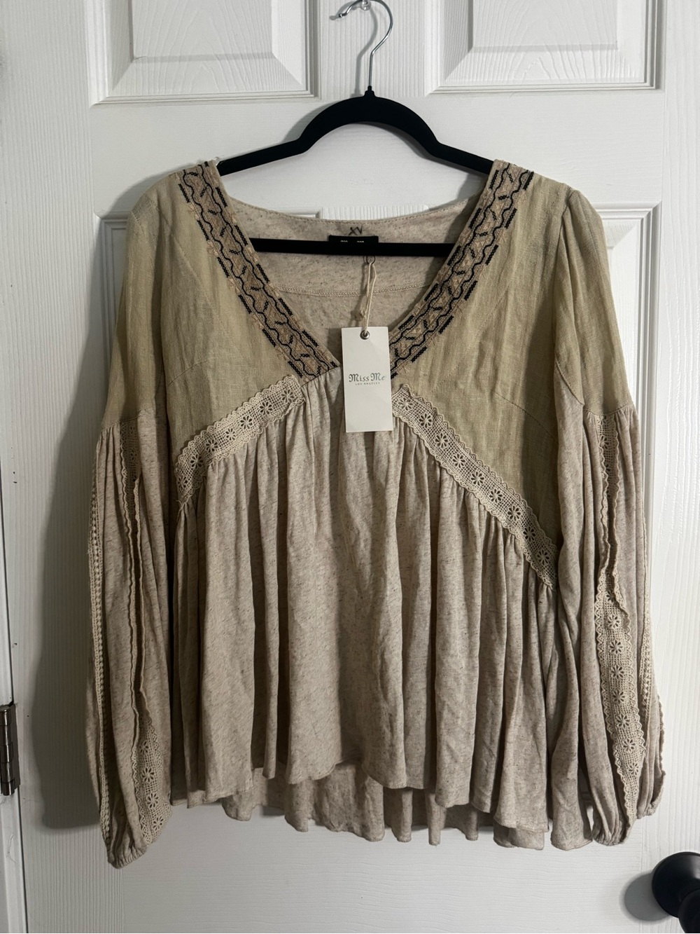 Miss Me Cream Boho Peasant Blouse
